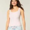 Ribbed Seamless Fabric Square-Neck Tank