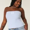 Ribbed Strapless Graphic Tube Top