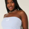 Ribbed Strapless Graphic Tube Top