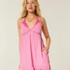 Rope Trim Babydoll Mini Dress