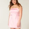 Satin Strapless Bow Bodycon Dress