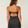 Satin Strapless Bow Bodycon Dress