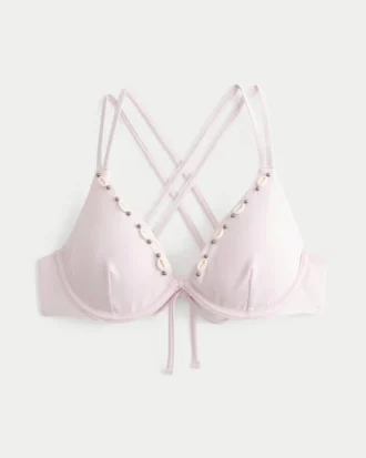 Shell-Embellished Strappy Back Underwire Bikini Top