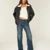 Sherpa Collar Faux Leather Bomber Jacket
