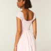 Short-Sleeve Button-Through Mini Dress