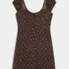 Short-Sleeve Button-Through Mini Dress