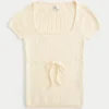 Short-Sleeve Square Neck Sweater