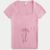 Short-Sleeve Square Neck Sweater
