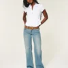 Short-Sleeve Stretch Poplin Button-Through Shirt