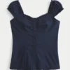 Short-Sleeve Stretch Poplin Top