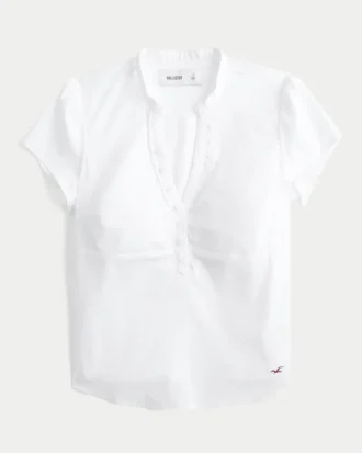 Short-Sleeve V-Neck Henley Shirt