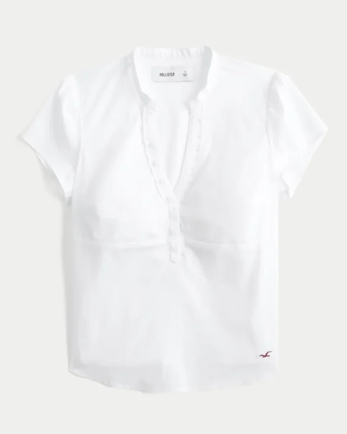 Short-Sleeve V-Neck Henley Shirt