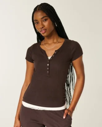 Short-Sleeve Y2K Henley