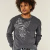 Skull Graphic Thermal Crew Shirt