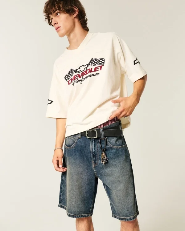 Snake Graphic Baggy Denim Shorts Snake Graphic Baggy Denim Shorts