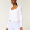 Soft Stretch Seamless Fabric Square-Neck Top