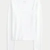 Soft Stretch Seamless Fabric Square-Neck Top