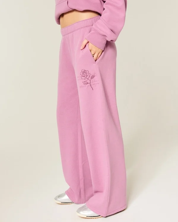 Sparkle Rose Graphic Wide-Leg Sweatpants Sparkle Rose Graphic Wide-Leg Sweatpants