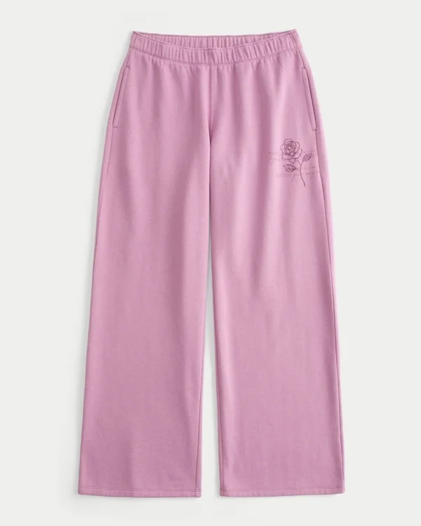 Sparkle Rose Graphic Wide-Leg Sweatpants Sparkle Rose Graphic Wide-Leg Sweatpants