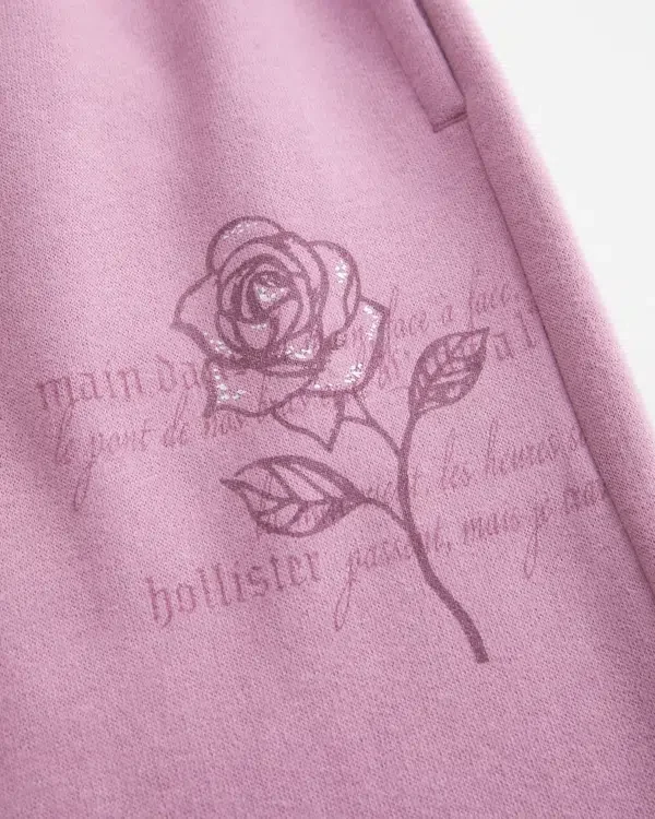 Sparkle Rose Graphic Wide-Leg Sweatpants Sparkle Rose Graphic Wide-Leg Sweatpants