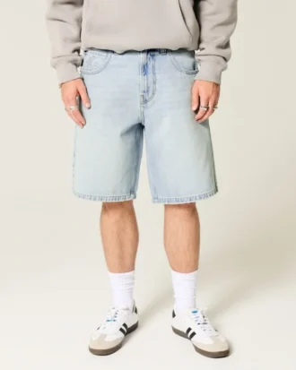 Star Graphic Baggy Denim Shorts