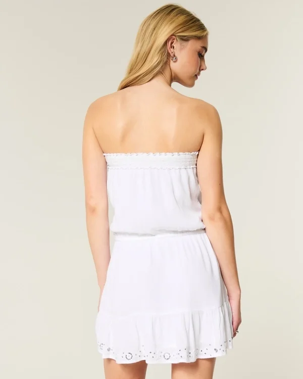 Strapless Drawstring Blouson Mini Dress Strapless Drawstring Blouson Mini Dress