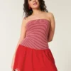 Strapless Drop-Waist Knit-Woven Mini Dress Strapless Drop-Waist Knit-Woven Mini Dress