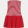 Strapless Drop-Waist Knit-Woven Mini Dress Strapless Drop-Waist Knit-Woven Mini Dress
