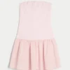 Strapless Drop-Waist Knit-Woven Mini Dress Strapless Drop-Waist Knit-Woven Mini Dress