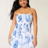 Strapless Smocked Bodice Mini Dress