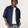 Super Boxy Short-Sleeve Oxford Shirt