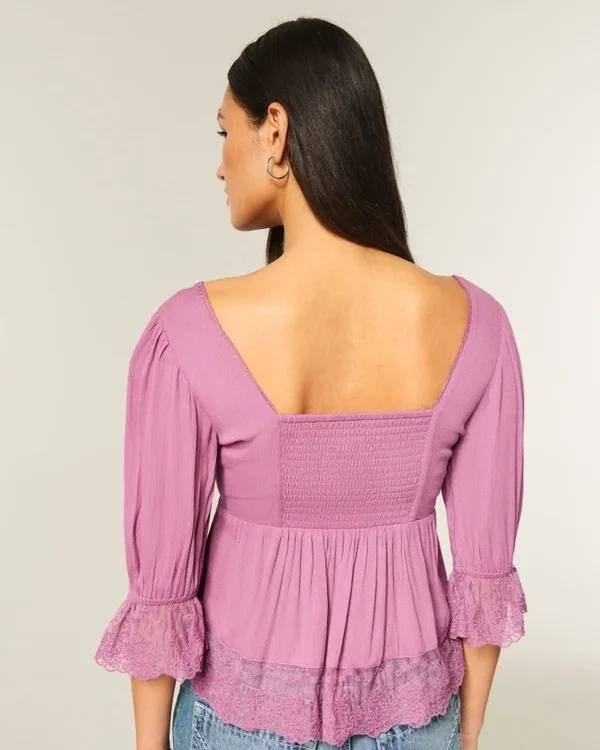 Three-Quarter Sleeve Babydoll Top Three-Quarter Sleeve Babydoll Top
