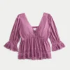 Three-Quarter Sleeve Babydoll Top Three-Quarter Sleeve Babydoll Top