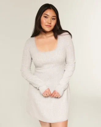 Tie Back Babydoll Sweater Mini Dress