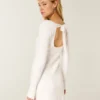 Tie Back Babydoll Sweater Mini Dress