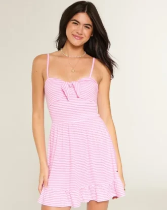 Tie Front Knit Mini Dress
