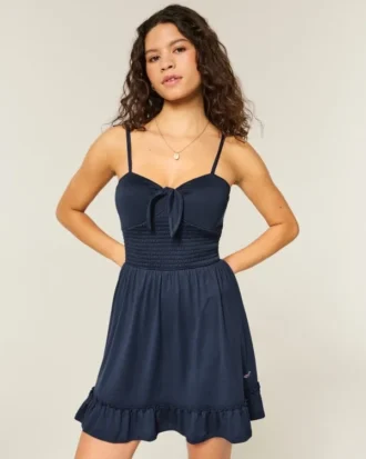 Tie Front Knit Mini Dress