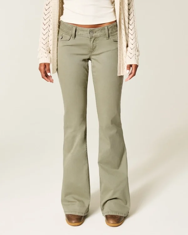 Ultra Low-Rise Embroidered Waist Flare Pants Ultra Low-Rise Embroidered Waist Flare Pants