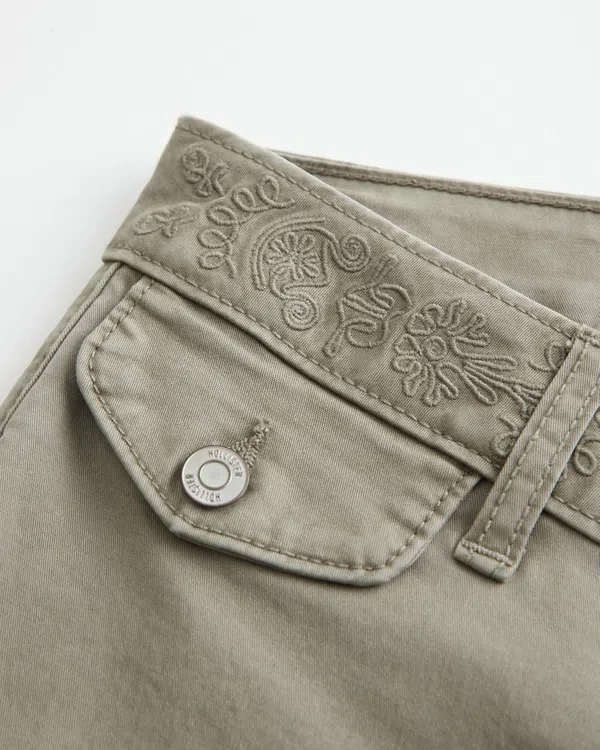 Ultra Low-Rise Embroidered Waist Flare Pants Ultra Low-Rise Embroidered Waist Flare Pants