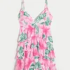 V-Neck Ruffled Tier Babydoll Mini Dress V-Neck Ruffled Tier Babydoll Mini Dress