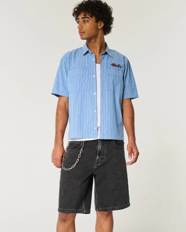 Washed Black Baggy Denim Shorts Washed Black Baggy Denim Shorts