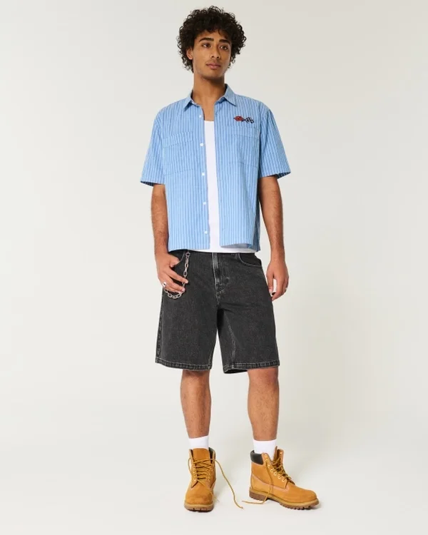 Washed Black Baggy Denim Shorts Washed Black Baggy Denim Shorts