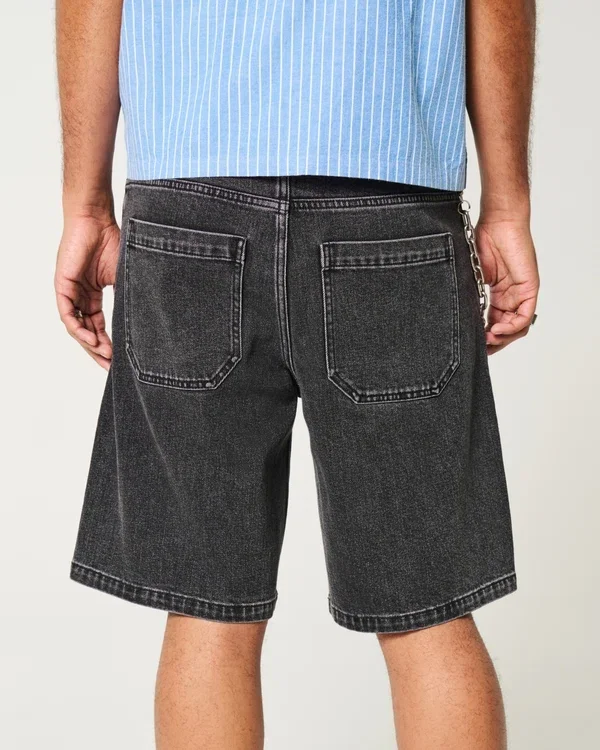 Washed Black Baggy Denim Shorts Washed Black Baggy Denim Shorts