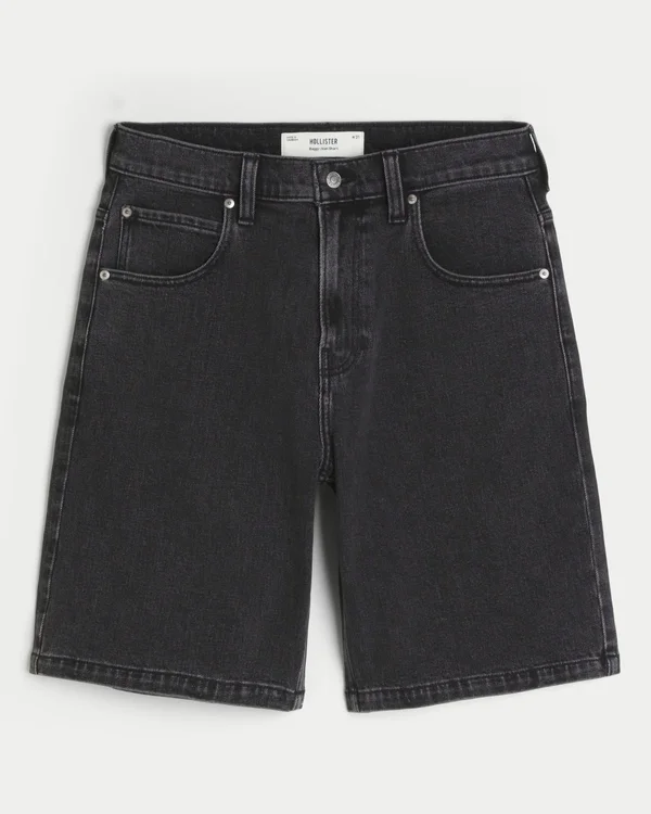 Washed Black Baggy Denim Shorts Washed Black Baggy Denim Shorts