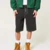 Washed Black Cat Graphic Super Baggy Denim Shorts Washed Black Cat Graphic Super Baggy Denim Shorts