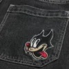 Washed Black Cat Graphic Super Baggy Denim Shorts Washed Black Cat Graphic Super Baggy Denim Shorts
