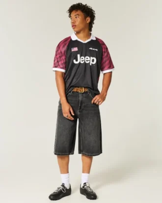 Washed Black Denim Half Pants