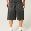 Washed Black Denim Half Pants