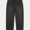 Washed Black Good Luck Embroidery Skater Baggy Jeans Washed Black Good Luck Embroidery Skater Baggy Jeans