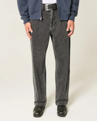 Washed Black Logo Graphic Baggy Jeans